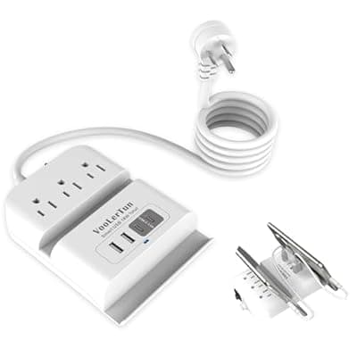VooLerTun Surge Protector Power Strip Outlet Extender 4 USB Charging Station with Multi Outlet,6FT Flat Plug Extension Cord 3 AC with Overload Protection ETL Certified for Office Home