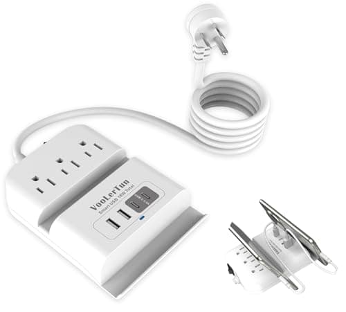 VooLerTun Surge Protector Power Strip Outlet Extender 4 USB Charging Station with Multi Outlet,6FT Flat Plug Extension Cord 3 AC with Overload Protection ETL Certified for Office Home — image 1