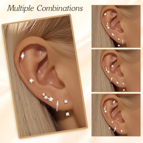 Silver Hoop Earrings Set for Women Man Small Gold Silver Hoop 316L Stainless Steel Tiny Cartilage Earrings Hoop for Multiple Piercing Jewelry Gift view 2