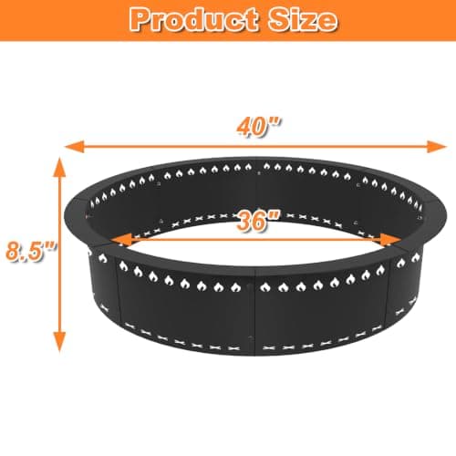 BigXwell Smokeless Fire Pit Ring Insert 36 Inch | Heavy Duty Steel Fire Ring for Outside Fire Pit with Anti-Rust Coating, DIY Above or In-Ground for Backyard Patio Camping view 2