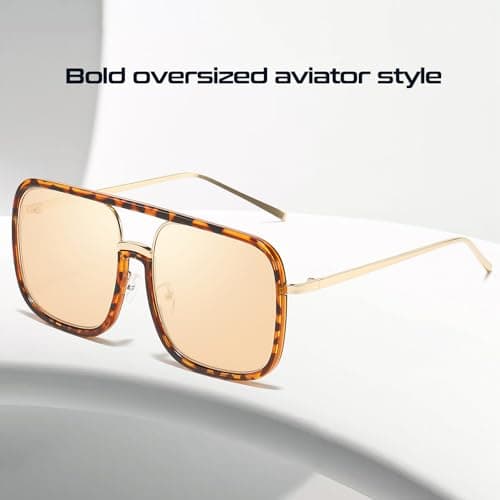 SODQW Oversized Aviator Sunglasses for Women Trendy Big Square Sun Glasses UV Protection 2025 Shades view 6