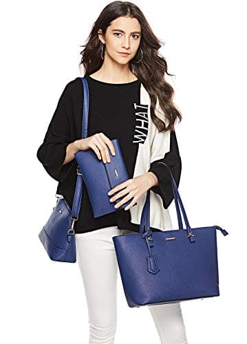 Women Fashion Synthetic Leather Handbags Tote Bag Shoulder Bag Top Handle Satchel Purse Set 4pcs view 5