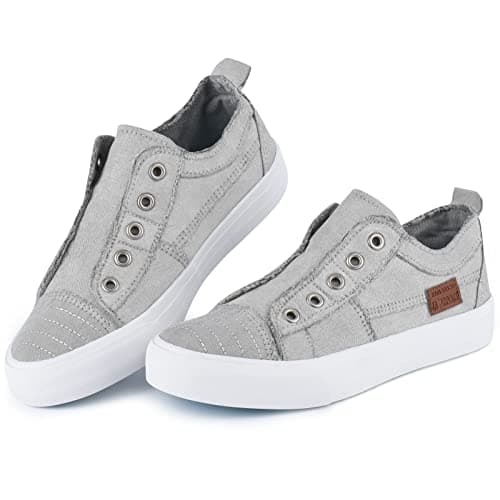 JENN ARDOR Womens Slip On Fashion Sneakers No Laces Comfortable Casual Low Canvas Sneakers Flats Walking Shoes view 3