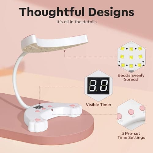 modelones UV LED Nail Lamp, Gooseneck UV Light for Gel Nails, 48 W Nail Light for Gel Polish with 3 Timers and LCD Display, LED Lamp for Fast Curing Gifts for Women Girls view 5