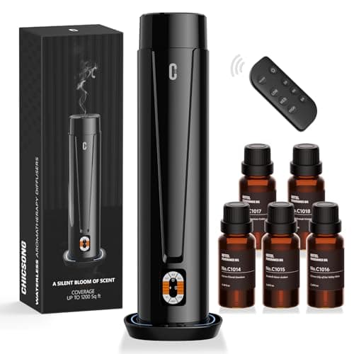 Waterless Scent Diffuser – 1200 Sq Ft Coverage, Essential Oil Diffuser with Remote Control, Quiet Aromatherapy Diffuser with LED Light & Timer, Scent Air Machine for Home, Office, Hotel