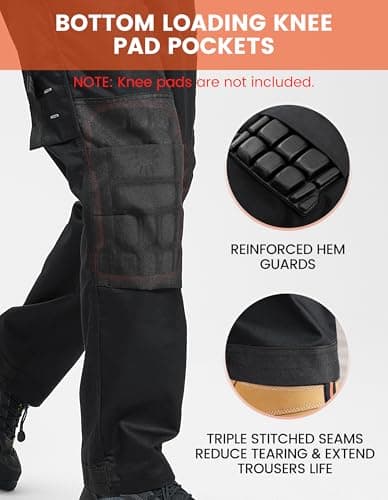DURAWERK Men's Work Pants, Carpenter Pants with Reinforced Knee Pad Pockets, Durable Cargo Pants view 3