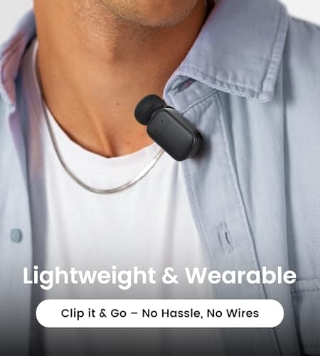 Sunnymark Mini Wireless Lavalier Microphone for iPhone/Android/PC with USB-C Plug, Noise Reduction, 25H Battery Life with Charging Case, Plug & Play, Tiny Mics for Vlogging & Podcast view 3