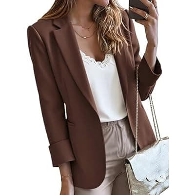 KIRUNDO Blazers for Women Business Casual Long Sleeve Open Front Lapel Suit Jackets Office Work Blazer Pockets Fall Clothes