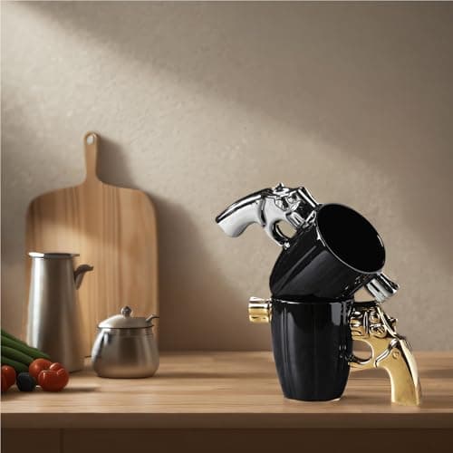 Cintoko Novelty Ceramic Cool Gun Mug for Men, 12OZ Porcelain Pistol Design Coffee Mug, Gifts for Gun Lovers view 2