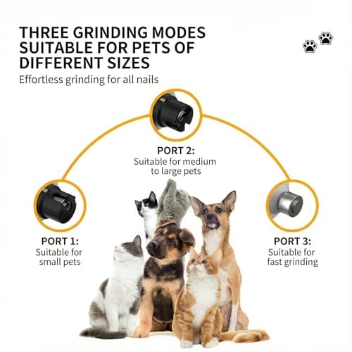 Silent Pet Nail Grinder Pro, 2025 New Dog and Cat Nail Trimmer with LED Light and 3 Speed Settings, Suitable for Thick and Long Nails(1+2*Replacement Head) view 5