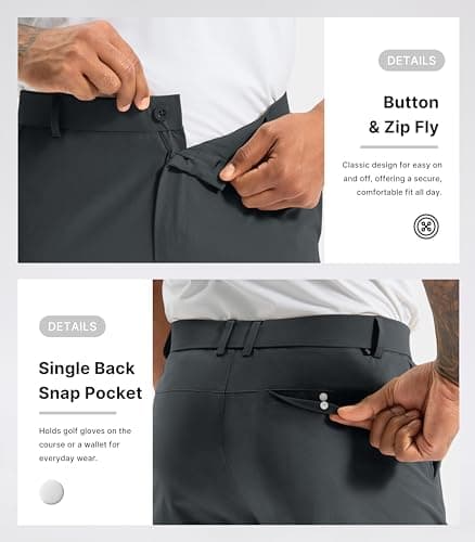 Soothfeel Mens Golf Pants Classic Fit Stretch Work Dress Pants 30"/32"/34" Quick Dry Lightweight Casual Trousers with Pockets view 5