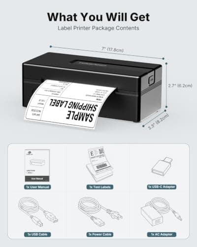 4x6 Bluetooth Thermal Shipping Label Printer, Black view 3