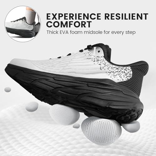 TDIDIS Women's Lightweight Walking & Running Shoes - Breathable Non Slip Sneakers with Cushioned Comfort for Gym, Tennis, Workout Black/White view 2