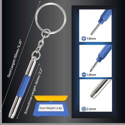 Eyeglass Keychain Screwdriver Repair Kit,MINGFIX 3 in 1 Eye Glasses Tightening Tools Set with Small Phillips,Flathead,Nut Driver Bit for Sunglasses,Eyeglasses and Others view 3