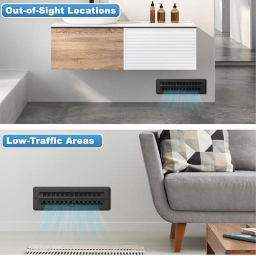 2x10 Floor Register with Vent Deflector, 2 in 1 Adjustable Floor Vent Covers, Floor Vent Deflector Includes Mounting Screws for Floor & Wall for Easy Install, Toe Kick Vent Cover, Black, 2 Pack view 4