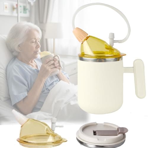 DegoCython 4 in 1 Adult Sippy Cup for Elderly Spill Proof, Transition Sippy Cup with 2 Interchangeable Lids, Easy-Grip Handle for Adults, Disabled Patients, Great for Water/Coffee/Soup (12oz/350ml) — image 1