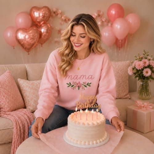 Mama Sweatshirt for Women: Floral Embroidered Mom Costumes Pullover view 4