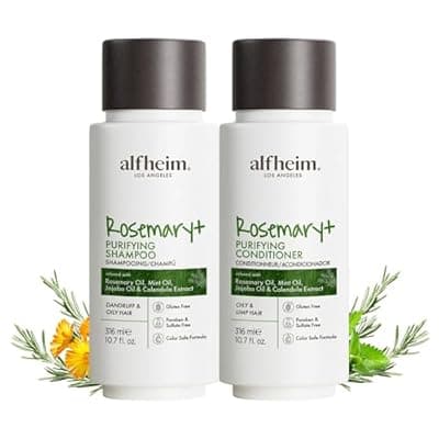 ALFHEIM Rosemary+ Purifying Shampoo & Conditioner Set Travel Size – Balancing Care for Oily & Fine Hair with Rosemary, Peppermint & Jojoba Oils – Deep Cleanse, Lightweight Hydration, Sulfate Free
