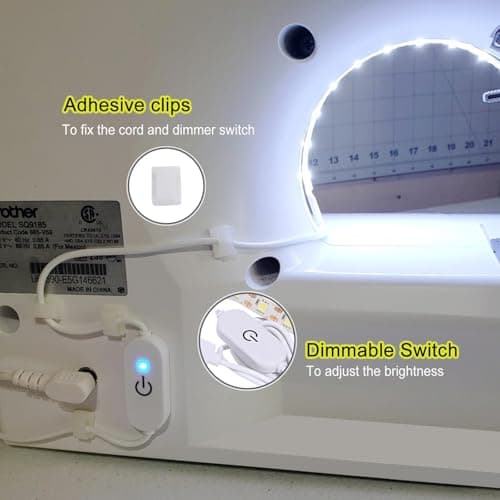 UPWATT Sewing Machine LED Light Strip with Touch Dimmer, USB Powered 6500K Cold White Adhesive Sewing Light view 3