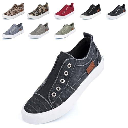 JENN ARDOR Womens Slip On Fashion Sneakers No Laces Comfortable Casual Low Canvas Sneakers Flats Walking Shoes — image 1