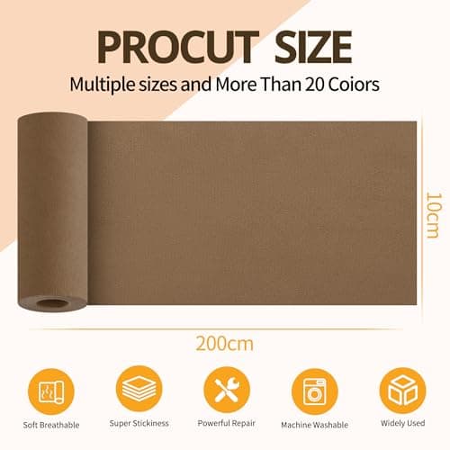 Sgooyir Fabric Repair Tape, Self-Adhesive Couch Patch Repair Fabric Patches for Furniture, Couch Repairing Kit Tape for Upholstery, Carpets, Chairs, Sofas, Pillows Suede 4x79 Inch Brown view 2