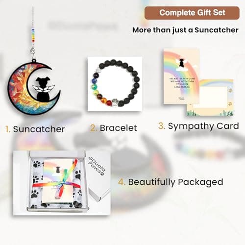 GDuolaPaws Personalized Dog Memorial Suncatcher, Pet Remembrance Gift for Loss of Dog, Dog Bereavement Gift, Rainbow Bridge Sympathy Gift with Name Date for Pet Lovers (Rainbow Glow) view 2