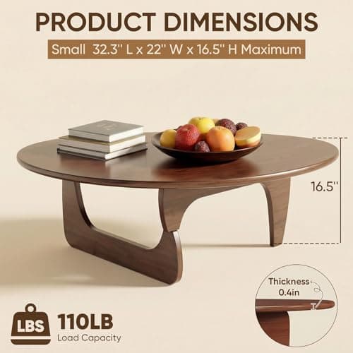 SoulNest Mid Century Small Coffee Table, Walnut Coffee Table for Living Room, Suitable for Living Room, Reception Room or Office (Small, Triangle) view 2