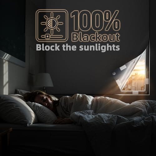Magnetic Blackout Window Cover 100" x 58" Portable Blackout Curtains for Bedroom, Temporary Black Out Shades Window Privacy Film No Drill Black Out Blinds for Media Room Travel Skylight - White view 2