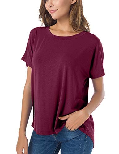 Herou Casual Summer Short Sleeve High Low Loose T Shirt Basic Tees Tops for Women — image 1