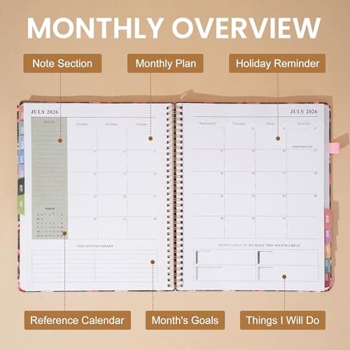 2026 Planner Weekly and Monthly Daily Hard Cover Calendar Planners 8.5 x 11 Jan 2026-Dec 2026 for Women with Stickers & Tabs Large Yearly Agenda for Mom Work Home- Floral view 4
