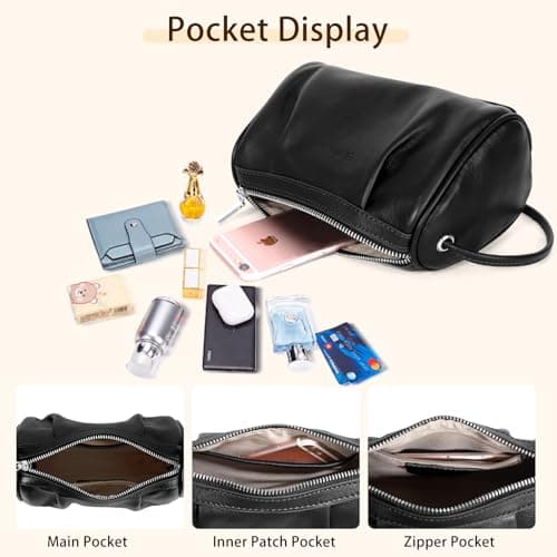 Women's Genuine Leather Small Crossbody Bag Barrel Hobo Purse for Evening Dating Weekend Casual Light Outings view 5