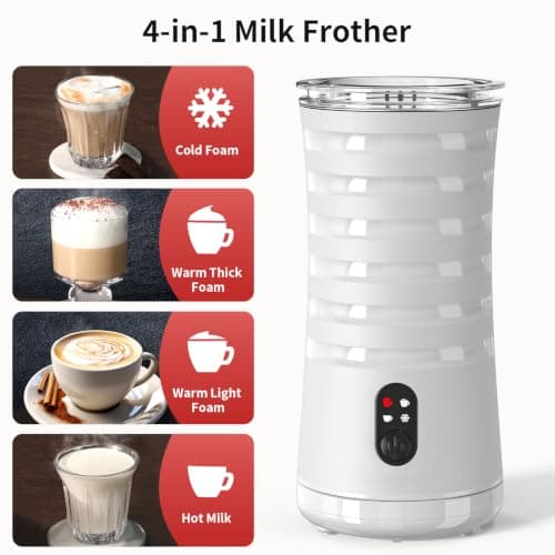 Milk Frother, 4-in-1 Milk Steamer and Frother, Auto Shut-Off Frothers, Cream view 2