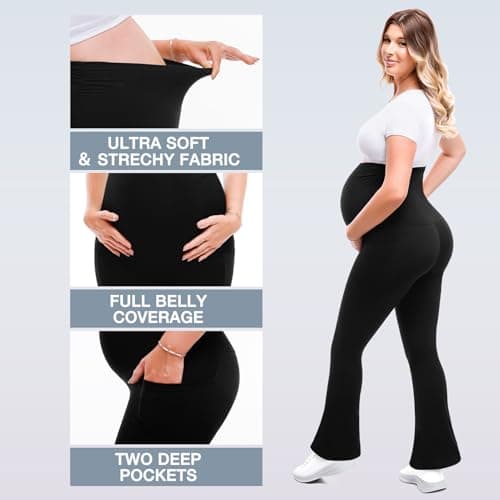 Leafigure Maternity Flare Leggings with Pockets view 3