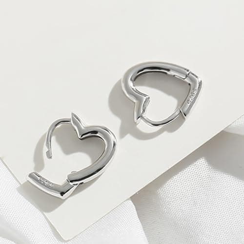 XIUQILAI 925 Sterling Silver Heart Earrings for Women, Dainty Huggie Hoop Fashion Hypoallergenic Small Chunky Stud Earrings Lightweight Love Heart Dangle Jewelry view 5