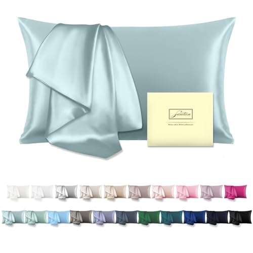 Mulberry Silk Pillowcase for Hair and Skin Standard Size 20"X 26" Pillow Case with Hidden Zipper Soft Breathable Smooth Cooling Silk Pillow Covers for Sleeping (Haze Blue,Standard,1Pcs) view 1