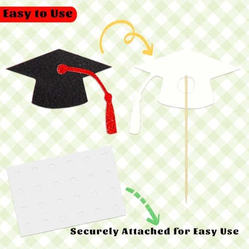 Oeyliz Graduation Cupcake Toppers 2026 Graduation Theme Cupcake Toppers Glitter 2026 Grad Cap Congrats Grad Diploma Cupcakes Toppers 24 PCS For 2026 Graduation Cake Decorations Supplies Red view 6