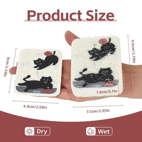 Wood Pulp Cotton Dish Washing Kitchen Scrubber, 4 Pack Reusable Cleaning Wood Pulp Cotton Multipurpose Scratch-Free Sponges,Water Absorbent and Fast Drying,Suitable for Dishes, Fruit, Vegetable view 2