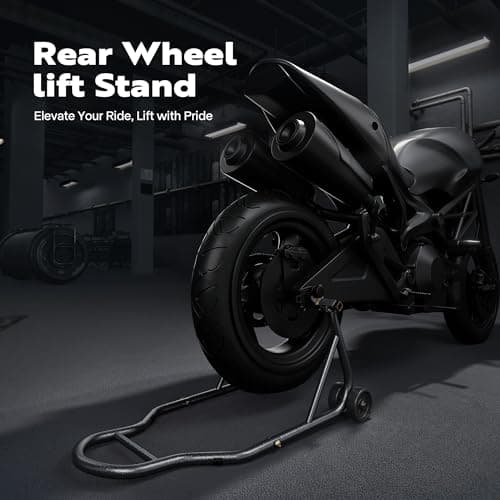 SPECSTAR Motorcycle Stand, 441 Lbs Capacity Rear Wheel Lift with U+L Adjustable Swingarm Spool, Heavy Duty Paddock Stand fit for BMW Suzuki Yamaha Honda Kawasaki, Black view 2