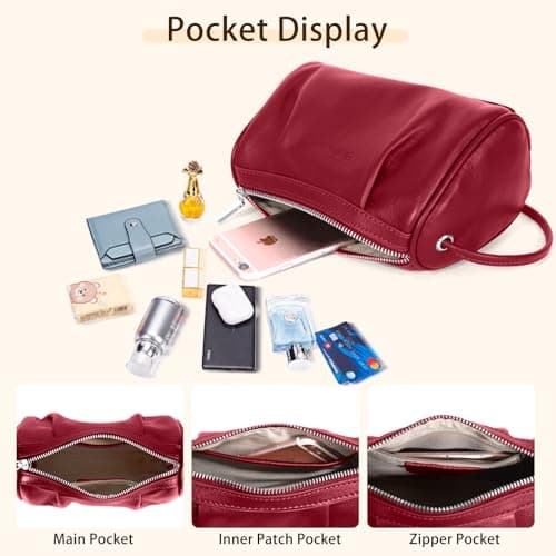 Women's Genuine Leather Small Crossbody Bag Barrel Hobo Purse for Evening Dating Weekend Casual Light Outings view 5