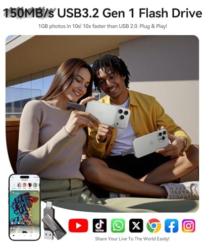 ORICO 64GB USB Flash Drive 150MB/S Metal Housing Swivel Design Support OTG Function 2 in 1 PenDrive for USB C and USB A Devices-CB05 Grey view 5