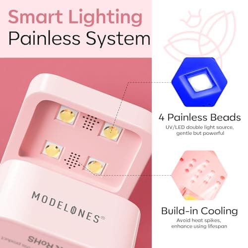 Modelones Mini UV Light for Gel Nails, Small Cure Lamp, Flash Cure for Gel x Nails, LED Portable USB for Fast Curing, Pink view 3