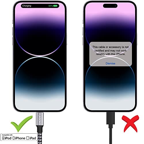 YUNSONG iPhone Charger [MFi Certified], 3Pack 6FT Nylon Braided Lightning Cable Fast Charging High Speed Data Sync USB Cord Compatible with iPhone 14 13 12 11 Pro Max XS XR X 8 7 6S 6 Plus SE view 5