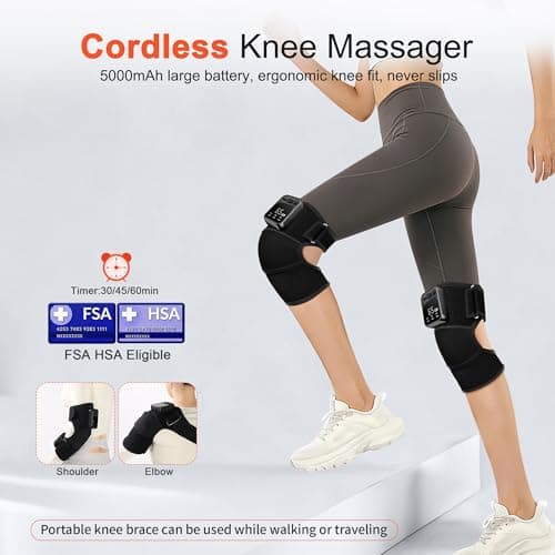 KlugPop Knee Massager with Heat for Pain Relief V5.0[2026 Upgraded] Electric Cordless Knee Brace Heated with 3 Vibration Massage Mode 6 Heat Levels for Men Women (Black, 1Pack) view 4
