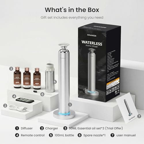 Waterless Aroma Diffuser, 8000mAh Battery Scent Air Machine for Large Room up to 1500 Sq Ft, Cold Air Diffusion Essential Oil Diffuser with App & Remote Control, Quiet Design for Home, Office, Hotel view 2