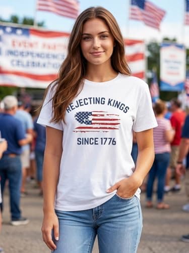 American Shirts for Women 1776 Shirt 250 Anniversary USA Top 4th of July Patriotic T-Shirt America Flag Graphic Tee view 4