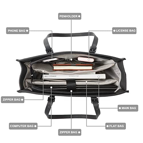 Laptop Bag for Women 15.6 inch Laptop Tote Bag Leather Classy Computer Briefcase Work Waterproof Handbag Professional Womens Business Office Bag Purse 2pcs view 4