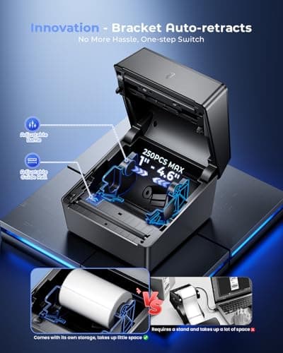 Phomemo Shipping Label Printer with Touchable Screen, 4x6 Bluetooth Thermal Label Printer with Built-in Label Holder, D420D Thermal Printers for Small Business, Compatible with USPS, Tiktok, Amazon view 5