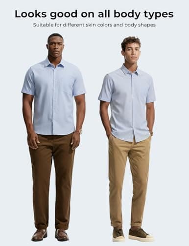 PJ PAUL JONES Mens Button Down Shirt Linen Short Sleeve Dress Shirts for Men Beach Summer Wedding Untucked Shirt view 6