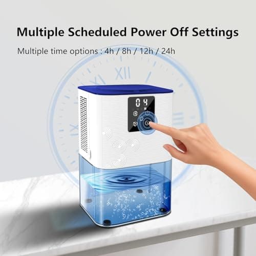 Dehumidifier,MTOX 3L/105 oz (1000 Sq Ft) Small Dehumidifiers for Rooms, Bathroom, RV, Quiet with Auto Shut-Off, Timer, 3 Modes, Removable Filter & Aromatherapy Box, 7-Color LED (Blue & White) view 6