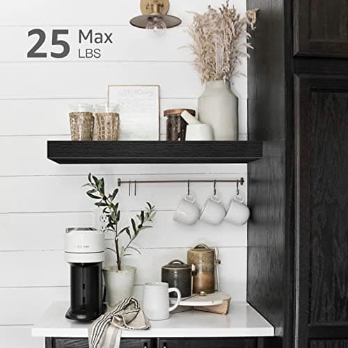 QEEIG Bathroom Floating Shelves for Wall (Black, Set of 2, 15.7") | 16 inch Small Shelf Over Toilet for Farmhouse Home Decor, Rustic Plant Display, Towels Organizer (008-40B) view 5